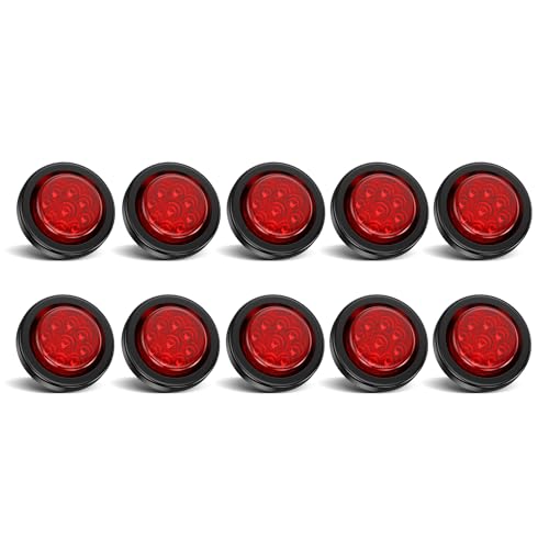 2 Inch Red Round LED Trailer Side Marker Clearance Lights 10 PCS - color: Red