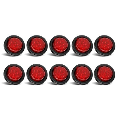 2 Inch Red Round LED Trailer Side Marker Clearance Lights 10 PCS - color: Red