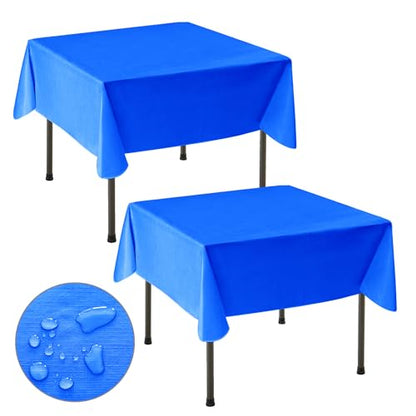Nasitos Vinyl Tablecloth with Flannel Backing 2 Pcs 54x54 in Blue - color: Blue, size: 54x54 Inch (Square)