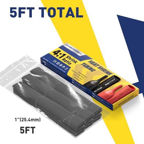 haisstronica 5Ft 4:1 Heat Shrink Tubing Kit 1" Black - color: Black, size: 1"