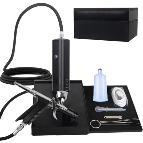 High Pressure Airbrush Kit, Rechargeable Cordless - color: Black