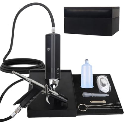 High Pressure Airbrush Kit, Rechargeable Cordless - color: Black