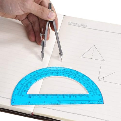 Students Geometry Math Set, Drawing Compass and 6 Inch Protractor - color: Blue