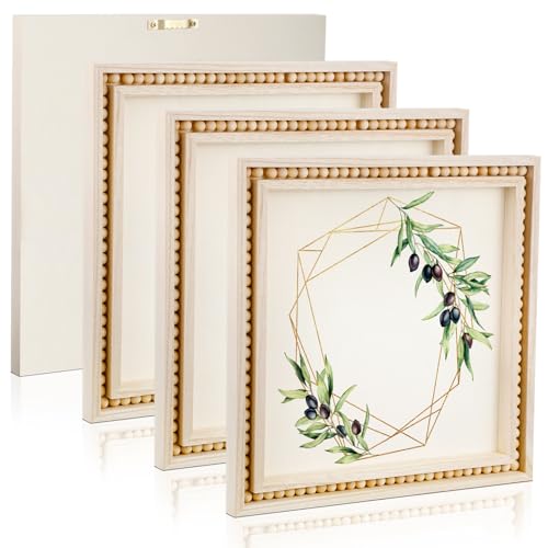 Wenqik 4 Pack Beaded Wood Panels Boho Style Wood Canvas Board, 8 x 8 Inch - size: 8 x 8 Inch
