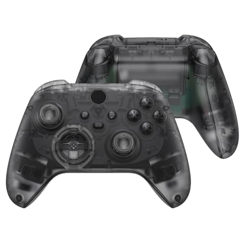 eXtremeRate Full Set Shell Buttons for Xbox Series X & S, Clear Black Replacement Side Rails Grips Front Back Plate Cover for Xbox Core Wireless Controller [Controller NOT Included] - color: Clear Black