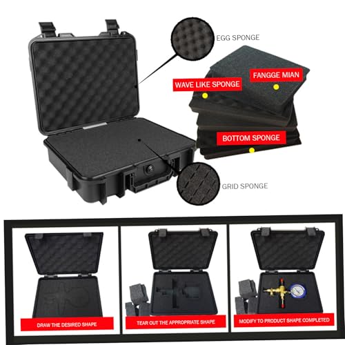 Hard Case|Hard Case, Waterproof Shockproof with EVA Sponge, Carrying Tool Storage Box with Handle, Safety Lock Hole, and Air Guide Valve for Drones, Camera, Equipments