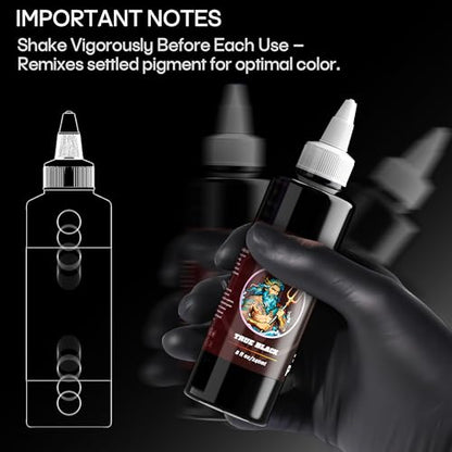 POSEIDON Professional Black Tattoo Ink - 8 fl oz (240ml) Bottle