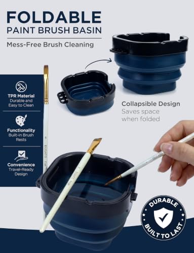16-Well Airtight Empty Palette Box with Lid & Foldable Water Cup, Blue - color: Blue