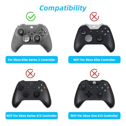 Mcbazel Metal Thumbsticks Replacement for Xbox Elite Series 2, 6 in 1 Metal Custom Button Set fit for Xbox One Elite Series 2 Controller - Black