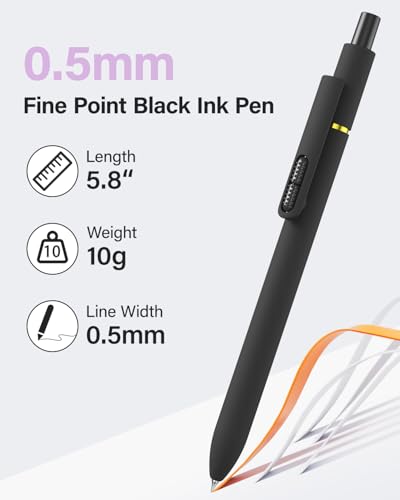 inkipen 8 Pcs Gel Pens with Fidget Clip, 0.5mm Black Ink Pens Fine Point - color: Basic