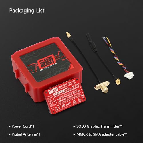Rush Solo Tank 5.8G VTX Video Transmitter CNC Shell 1.6W High Power Built-in Microphone Heat Dissipation Structure for RC FPV Long Range Fixed Wing Drone (48CH)