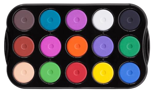 Jack Richeson Mini Tempera Cakes with Tray, Assorted Colors, Set of 15