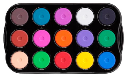 Jack Richeson Mini Tempera Cakes with Tray, Assorted Colors, Set of 15