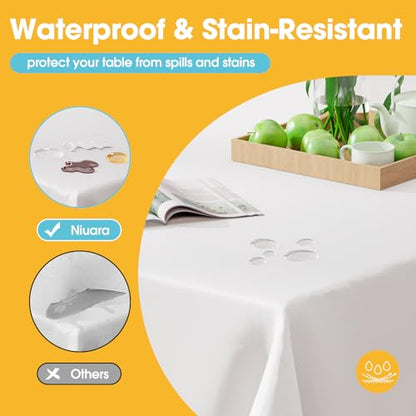 Niuara White Plastic Table Cloth Disposable, 8 Pack, 54 x 108 in - color: White, size: 54" x 108" - 8 Packs