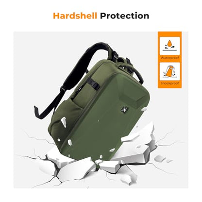 K&F CONCEPT Camera Backpack,Hardshell Photography DSLR Camera Bag - color: Green