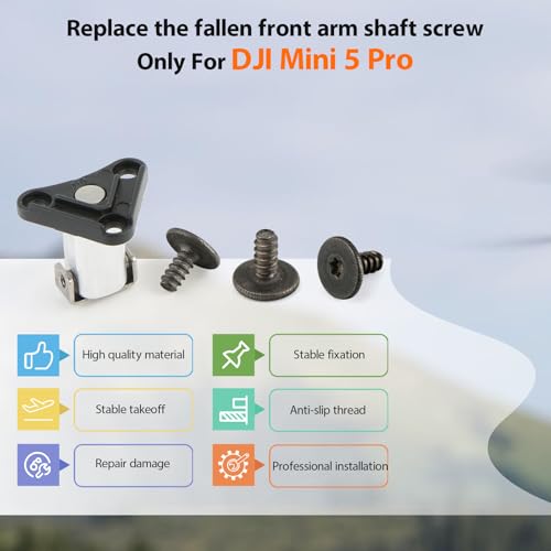 2Pcs Front Arm Axis Replacement for DJI Mini 5 pro Front Arm Shaft Screws Front Arm Hinges for Mini 5 pro Drone Accessories Parts with Repair Tools（ 6Pcs Front Arm Hinges Screws）