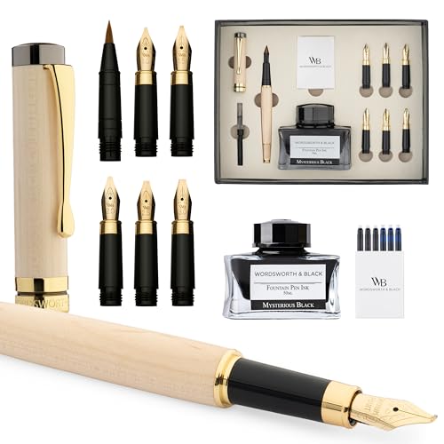 Wordsworth & Black Luxury Bamboo Maple Calligraphy Pen Set, 6 Nibs - color: Maple Wood
