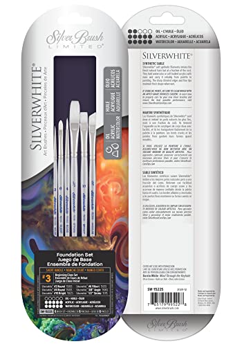 Silver Brush Limited Silverwhite Beginning Class Watercolor Brush Set, 6pc - style: 6 Pc, Beginning Class Set