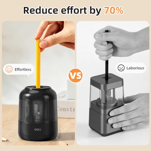deli Electric Pencil Sharpener, Battery Operated, 6.5–8mm for Classroom - color: Black