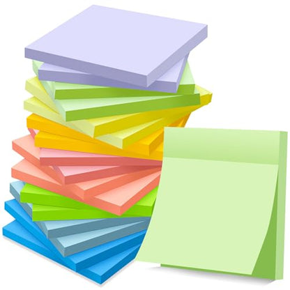 (18 Pads) Sticky Notes 3x3 inch, 9 Pastel Colors Self-Stick Pads - color: Pastel Colors