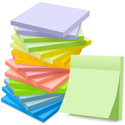 (18 Pads) Sticky Notes 3x3 inch, 9 Pastel Colors Self-Stick Pads - color: Pastel Colors