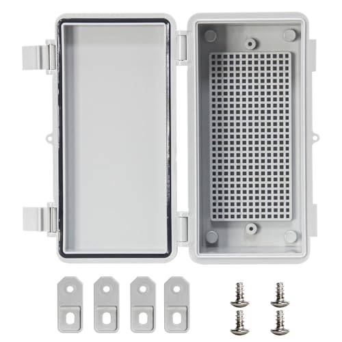 Waterproof Electrical Box, Outdoor IP66 Junction Box with Mounting Plate, ABS Plastic Project Enclosure, Suitable for Solar/Surveillance/Landscaping Projects Gray Cover 7.8"x3.8"x2.9" - color: Grey Cover, size: 7.8"x3.8"x2.9"
