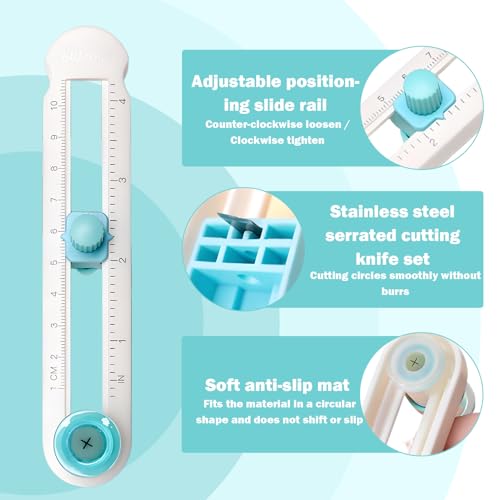 Circle Cutter,Circle Paper Cutter,Adjustable Any Size 2-20cm Diy Circle Cutter Paper,Scrapbooking Cutting Tools,For Crafts, Come With Bottom Blade Guard, Easy Operation And Smooth Cutting