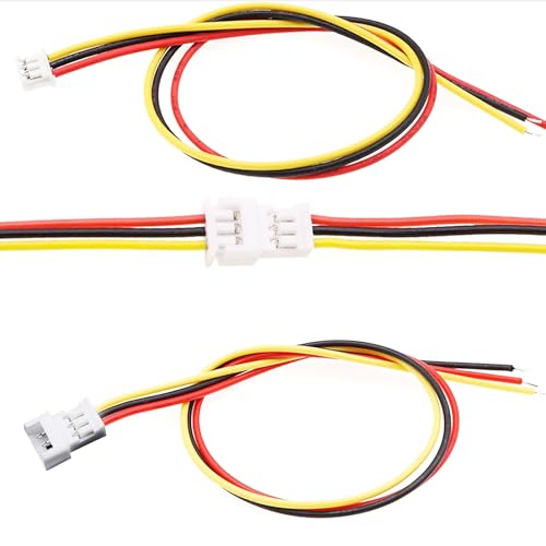JST MX 1.25mm 3 Pin Connector, 20 PCS Male Plug and 20 PCS Female Socket, Micro Wire Connectors with 100mm Extension Cable AWG 26 - size: 3 pin