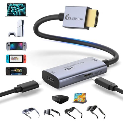 Guermok AR Glasses HDMI to USB-C Display Adapter, 4K@60Hz Video Converter - color: Silver, size: 0.74FT