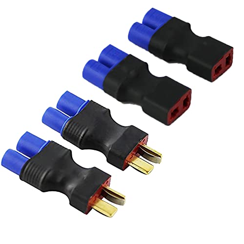2pcs EC3 Male to T-Plug Female Connector Adapter and 2pcs EC3 Female to T-Plug Male Connector Adapter for RC Lipo Battery
