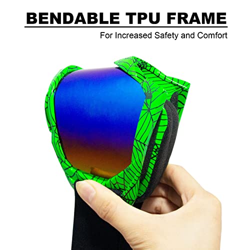 Dirt Bike Goggles for Motorcycle, ATV, Motocross, Riding, Offroad - Adult, Men, Women, Youth, Kids - color: Spider Green Frame+color Lens