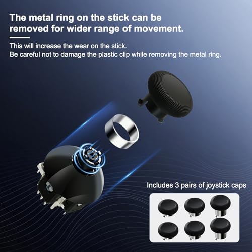AKNES GuliKit TMR Electromagnetic Joysticks for Switch Pro Controller, 720° Adjustable Tension Stick Replacement, with 3 Pairs Height Thumbstick Caps, Soldering Required