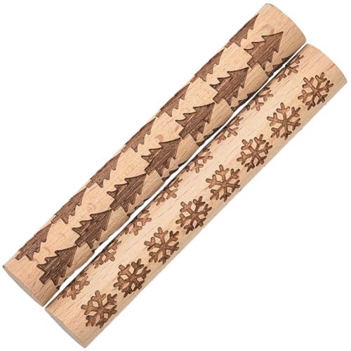 CREATCABIN 2 Pcs Clay Texture Rollers Clay Modeling Pattern Rollers Kit Pine Tree Snowflake Pattern Textured Rolling Pins for Modeling Ceramics Pottery Painting Handmade Craft Art DIY 3.94 Inch