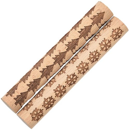 CREATCABIN 2 Pcs Clay Texture Rollers Clay Modeling Pattern Rollers Kit Pine Tree Snowflake Pattern Textured Rolling Pins for Modeling Ceramics Pottery Painting Handmade Craft Art DIY 3.94 Inch