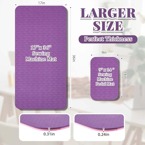 Sewing Machine Mat Pedal, 17'' X 36'' and 9'' X 14'', Pink Purple - color: Pink Purple, size: 17'' X 36'' and 9'' X 14''
