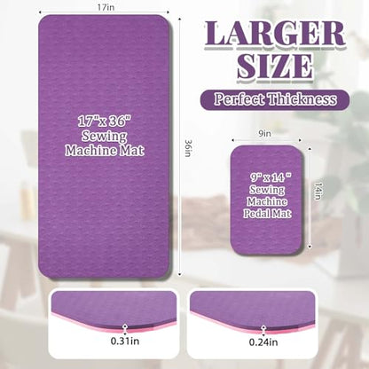 Sewing Machine Mat Pedal, 17'' X 36'' and 9'' X 14'', Pink Purple - color: Pink Purple, size: 17'' X 36'' and 9'' X 14''