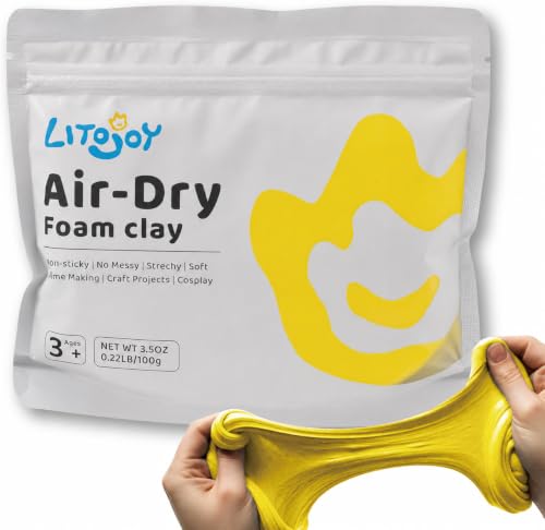 Yellow Air Dry Foam Clay 100g/3.5oz, Soft & Easy to Mold - color: Yellow