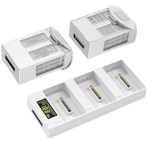 Phantom 4 Battery 2 Pcs with Charger, 5870mAh 15.2V Intelligent Flight Battery for DJI Phantom 4/4 Pro /4 Pro V2.0/4 RTK / 4 Advanced Drone