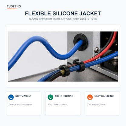 TUOFENG 14 AWG Silicone Wire 79.2ft, 6 Colors Tinned Copper - size: 14 AWG Stranded 6 Colors 13.2 ft