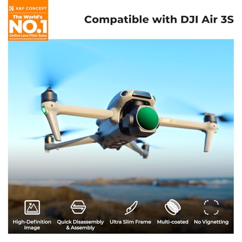 K&F CONCEPT 3Pack ND PL Filter Set Compatible with DJI Air 3S - style: CPL+ND8+ND16