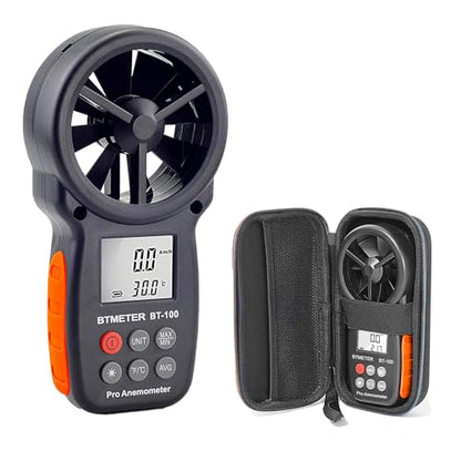 BTMETER Anemometer, Wind Speed Meter Gauge with Hard Travel Case for BT-100 Series - Ideal for Air Flow Testing, HVAC, Kayaking and Drones