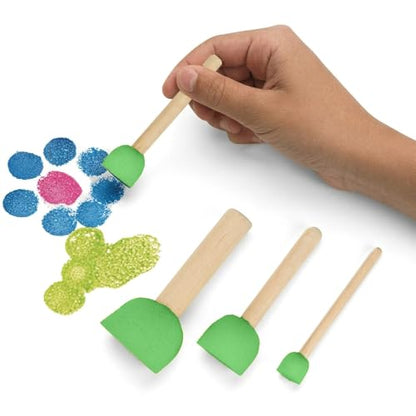 WAFJAMF 60 Pcs Round Sponges Brush Set 4 Sizes DIY Painting Tools Green - color: Green