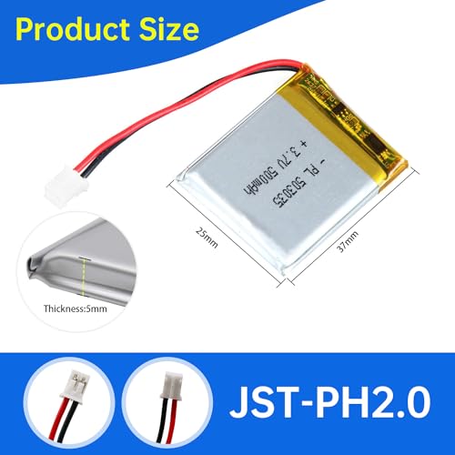 503035 3.7V Lipo Battery 500mAh 503035 Rechargeable Lithium - size: 503035 500mAh