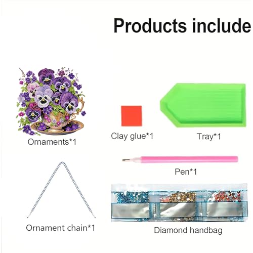 AIBOERL Diamond Art Kits for Adults, Pansy Acrylic Hanging Suncatcher - color: DP03571