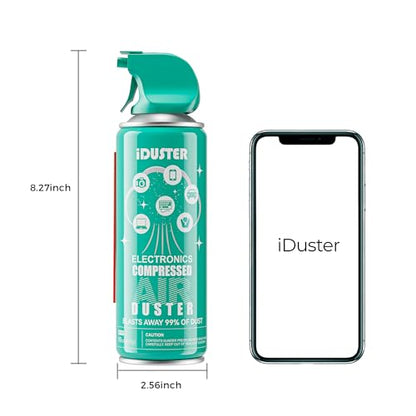 iDuster Compressed Canned Air Duster - 4 PCS Disposable Compressed Air Duster Can Cleaning for Computer,Keyboard, Jewelry, Car and Cellphone, 10oz