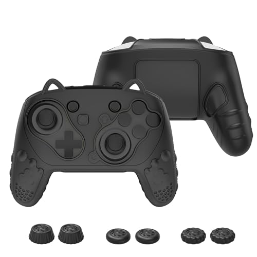 Silicone Controller Case Set Compatible with Nintendo Switch 2 Pro, Gamepad Accessories - Protective Softshell Cover with 6 Thumb Grips, Shock-Resistant & Ergonomic Comfort Grip Design (Black) - color: Black
