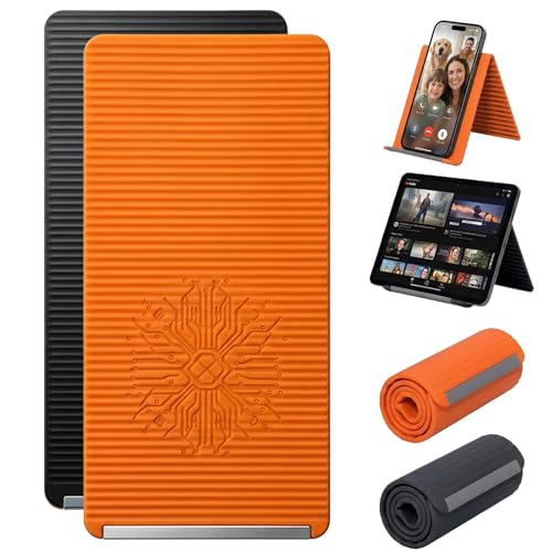 2PCS Portable Foldable Silicone Aluminum Phone Holder, Orange&Black - color: Orange&Black-2PCS-New