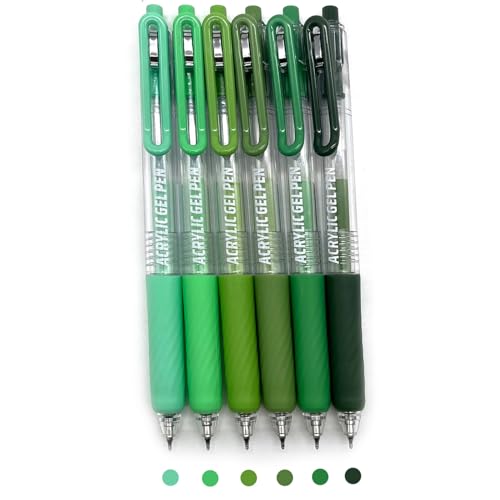6 Colors 0.7mm Fine Pointed Acrylic Gel Pen Set,Green2.0 - color: Green