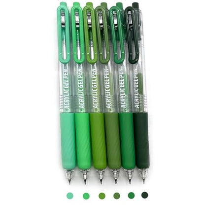 6 Colors 0.7mm Fine Pointed Acrylic Gel Pen Set,Green2.0 - color: Green