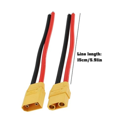 4Pcs XT90 Male Fmale Plug Socket Incl Silicone Cable Coupling for Model Car 15cm 12AWG - size: XT90